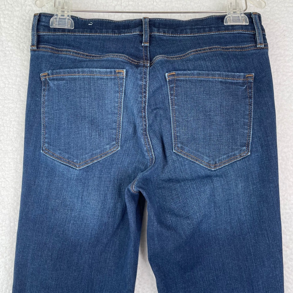 Loft Womens Modern Straight Leg Jeans Dark Wash Raw Hem Size 6 28 Indigo Stretch - Picture 5 of 13